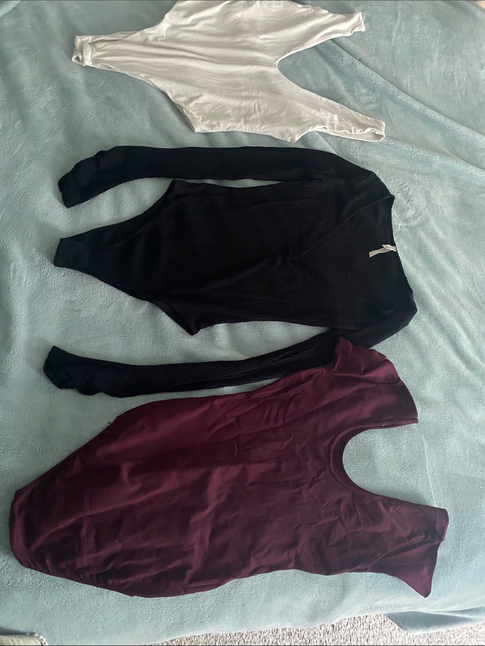 Bundle of Bodysuits — White, Black, Burgundy